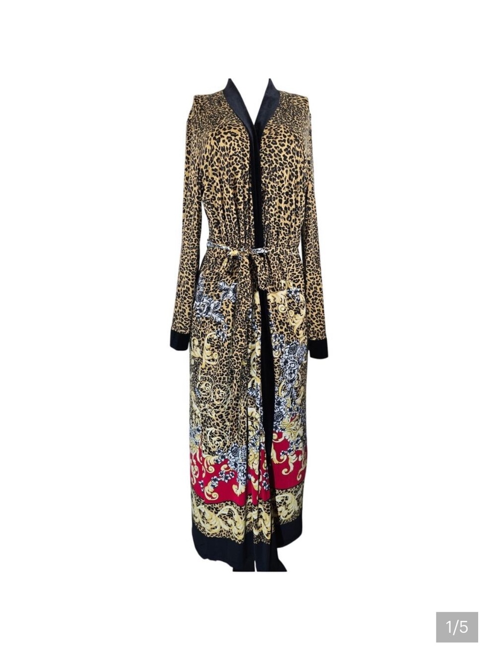 Soma Limited Edition Riviera Long Leopard Cheetah Animal Print Belted Robe L/XL